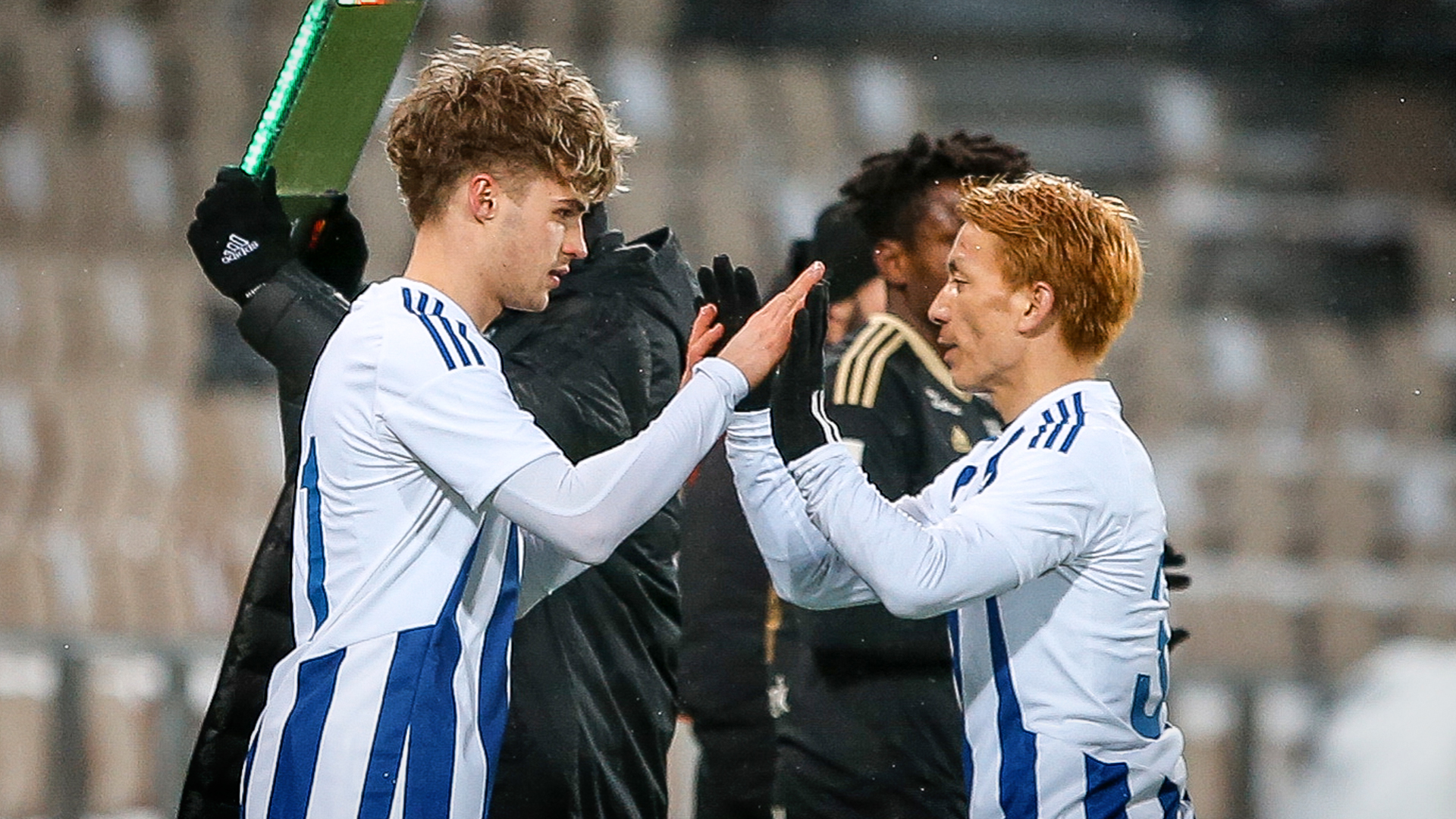 Ville Vuorinen, Atom Tanaka - HJK Helsinki. Photo: © Mira Lönnqvist