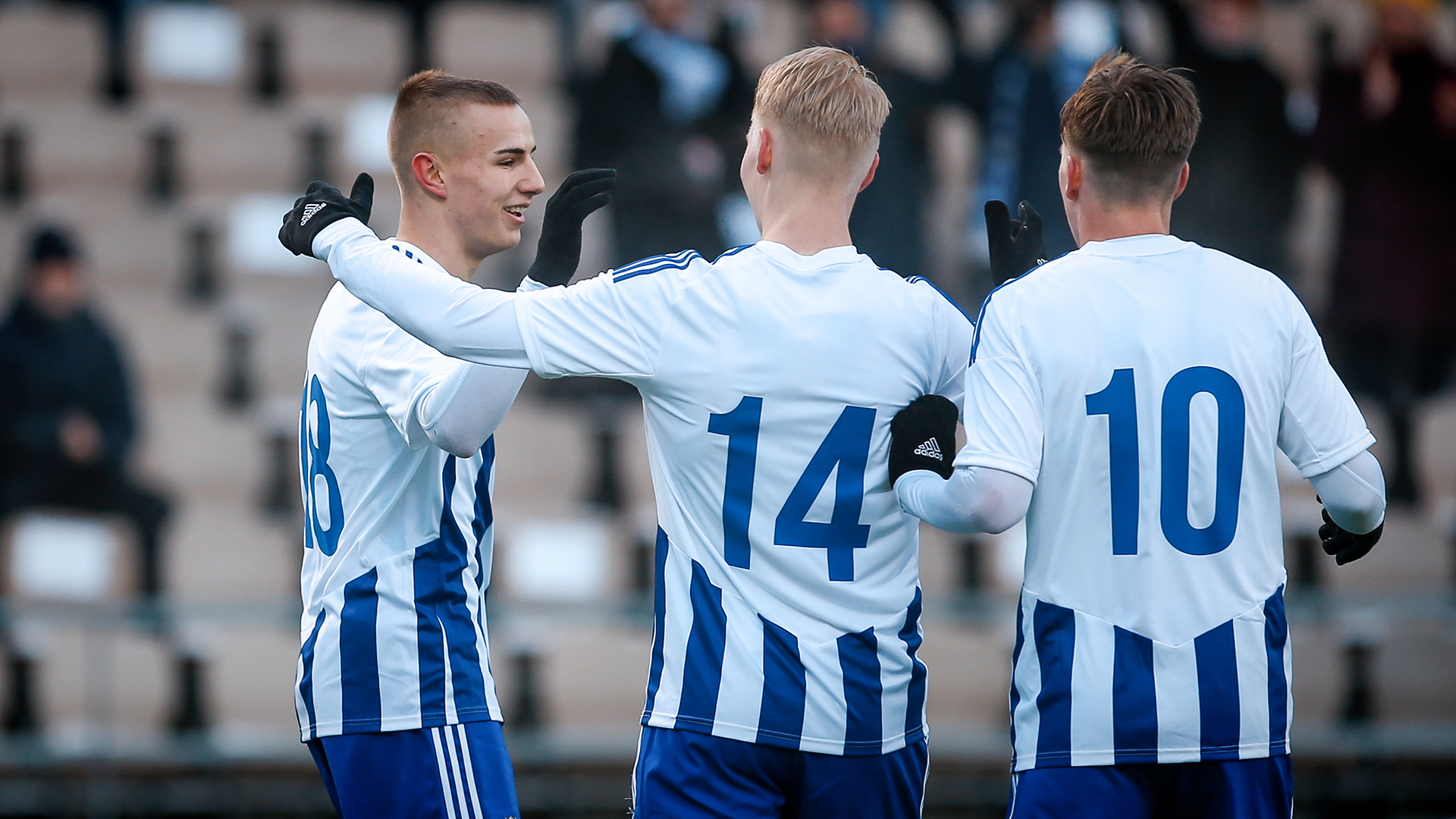 Topi Keskinen, Matti Peltola, Lucas Lingman - HJK Helsinki. Photo: © Mira Lönnqvist